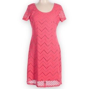🍀Tiana B. Women’s Coral Pink Chevron Lace Dress Size XXL
